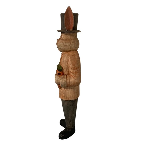 Vintage Hand Carved Wood Folk Art Easter Bunny Rabbit Large 17" - Picture 3 of 6